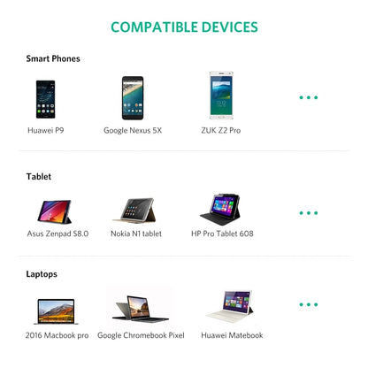 UGREEN USB Type-C Male to USB 3.0 Type A Female OTG Cable - White 15CM (30702)