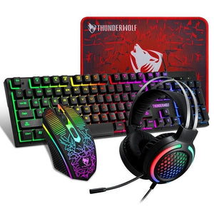 Rainbow Keyboard/Mouse/Headphone/Mouse Pad Kit Set / T-Wolf TF400 4-pcs