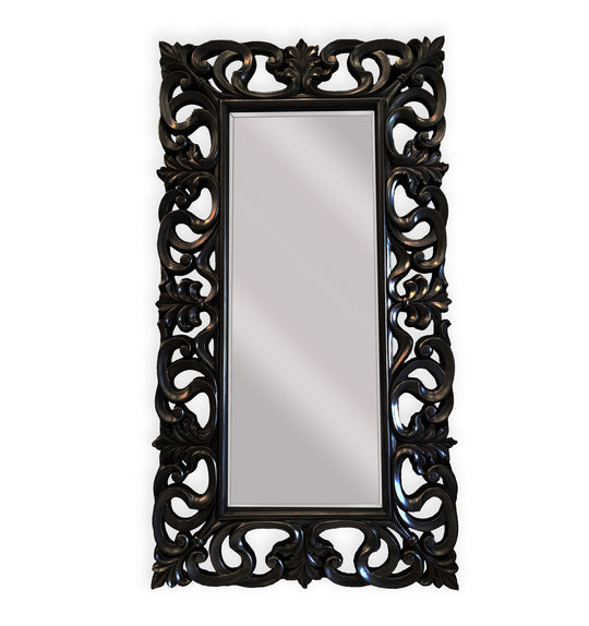 LUX Boroque Mirror - Gloss Black 91cm x 167cm
