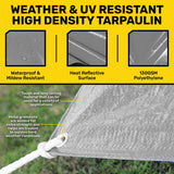 Handy Hardware 6PCE 130GSM Grey Tarpaulin UV Resistant Waterproof 3.6 x 6m