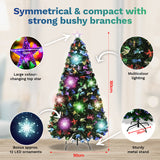 Christmas By Sas 1.8m Fibre Optic/LED Christmas Tree 210 Tips Multicolour Star & Ornaments
