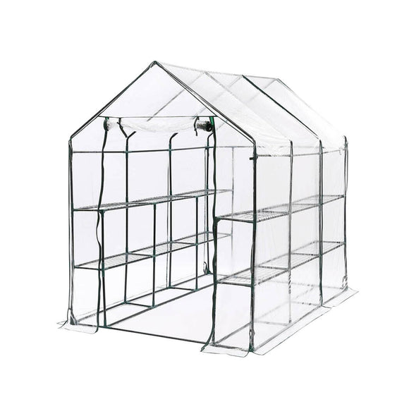 Garden Greens Greenhouse Walk-In Mega Sized Shed 3 Tier Solid Structure 1.95m