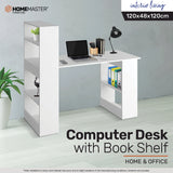 Home Master Computer/Work Desk Attached Shelving Spacious Modern 120 x 120cm