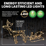 SAS Electrical 1.7m 3D Reindeer & Sleigh Display Warm White Rope Lights