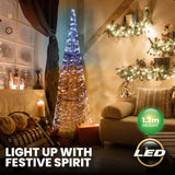 1.3m 3D LED Decorative Metal Cone Christmas Tree 192 Lights