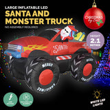 Christmas By Sas 2.1m Santa & Monster Truck Built-In Blower LED Lighting