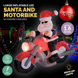 Christmas By Sas 1.6m Santa & Motorbike Built-In Blower Bright LED Lighting