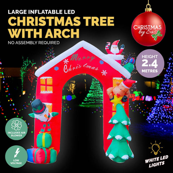 Christmas By Sas 2.4 x 2.09m Christmas Arch Self Inflating Bright LED Lights