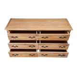 Bali Dresser 6 Chest of Drawers Storage Cabinet Oak