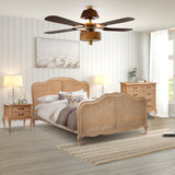 Bali 5pc Queen Bed Suite Bedside Dresser Bedroom Rattan Furniture Package Oak