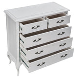 Alice Tallboy 5 Chest of Drawers Storage Cabinet Distressed White