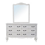 Alice Dresser Mirror 6 Chest of Drawers Tallboy Storage Cabinet Distressed White