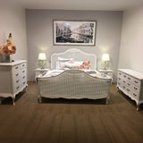 Alice 5pc Queen Bed Suite Bedside Dresser Bedroom Rattan Furniture Package White