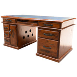 Umber Study Computer Desk 165cm Office Executive Table Solid Wood - Dark Brown