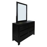Tofino Dresser Mirror 6 Chest of Drawers Bedroom Storage Cabinet - Black