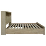 Brunet Bed Frame Queen Size Timber Mattress Base Storage Drawers Brush Smoke