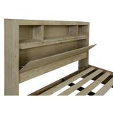 Brunet Bed Frame Queen Size Timber Mattress Base Storage Drawers Brush Smoke