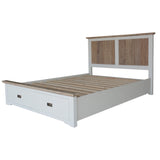 Fiona Bed Frame Queen Size Timber Mattress Base With Storage Drawers White Grey