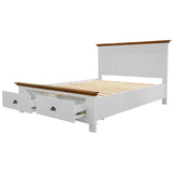 Virginia Queen Bed Frame Size Mattress Base with Drawer Solid Pine Timber -White