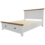 Virginia King Bed Frame Size Mattress Base with Drawer Solid Pine Wood - White
