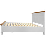 Virginia King Bed Frame Size Mattress Base with Drawer Solid Pine Wood - White