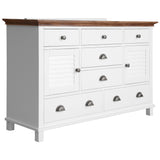 Virginia Dresser 7 Chest of Drawers Solid Wood Tallboy Cabinet - White