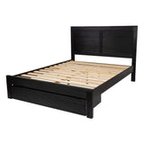 Tofino Bed Frame Queen Size Timber Mattress Base With Storage Drawers - Black