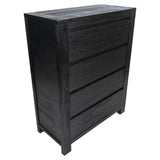 Tofino Tallboy 4 Chest of Drawers Solid Acacia Wood Bed Storage Cabinet - Black