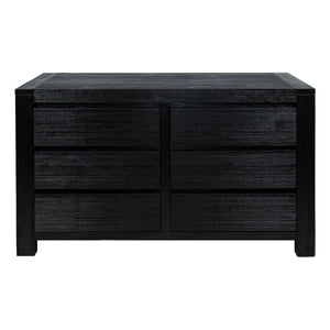 Tofino Dresser 6 Chest of Drawers Solid Wood Bedroom Storage Cabinet - Black