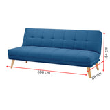 Jovie 3 Seater Sofa Queen Bed Fabric Uplholstered Lounge Couch - Blue