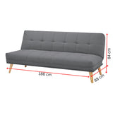 Jovie 3 Seater Sofa Queen Bed Fabric Uplholstered Lounge Couch - Mid Grey