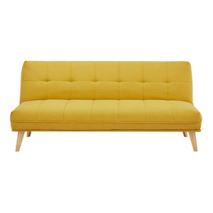 Jovie 3 Seater Sofa Queen Bed Fabric Uplholstered Lounge Couch - Yellow