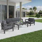Outie 4pc Set 1+1+2 Seater Outdoor Sofa Lounge Coffee Table Aluminium Charcoal
