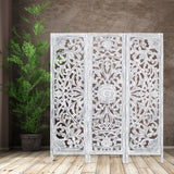 Diego 3 Panel Room Divider Screen Privacy Shoji Timber Wood Stand - White
