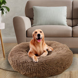 Pet Dog Bed Bedding Warm Plush Round Soft Dog Nest Light Coffee  XL 100cm