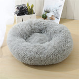 Pet Dog Bed Bedding Warm Plush Round Comfort Dog Nest Light Grey kennel XL 100cm