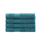 Linenland Bath Towel Set - 4 Piece Cotton Washcloths - Blue