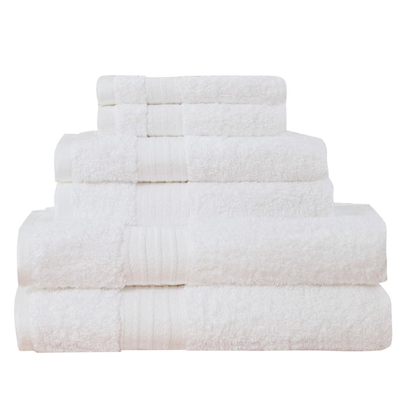 Luxury 6 Piece Soft and Absorbent Cotton Bath Towel Set - White