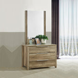 5 Pieces Bedroom Suite Natural Wood Like MDF Structure Double Size Oak Colour Bed, Bedside Table, Tallboy & Dresser