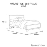 4 Pieces Bedroom Suite King Size in Solid Wood Antique Design Light Brown Bed, Bedside Table & Dresser