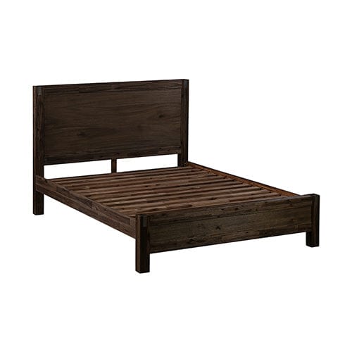 King size Bed Frame in Solid Acacia Wood with Medium High Headboard in Chocolate Colour