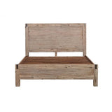 King size Bed Frame in Solid Acacia Wood with Medium High Headboard in Oak Colour