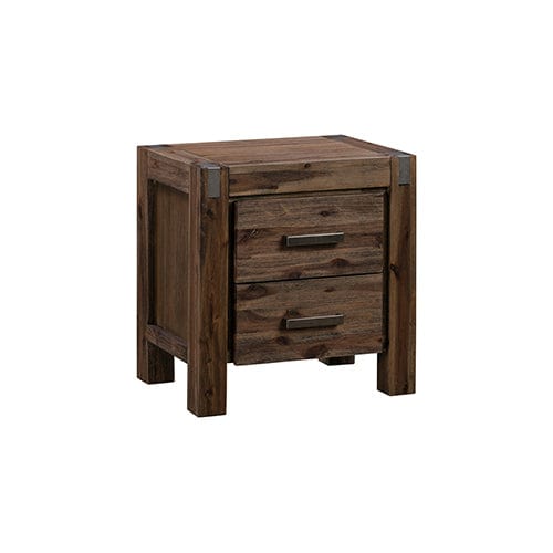 Bedside Table 2 drawers Night Stand in Solid Acacia Wood Chocolate Colour