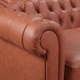 3+2 Seater Brown Sofa Lounge Chesterfield Style Button Tufted in Faux Leather