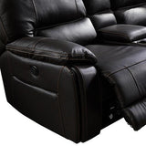 Round Corner Genuine Leather Dark Brown Electric Recliner with 2x Cup Holders
