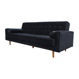 Sofa Bed 3 Seater Button Tufted Lounge Set for Living Room Couch in Velvet Black