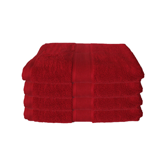 650gsm Casual Elegance Set of 4 Cotton Bath Towels Red 78x136cm