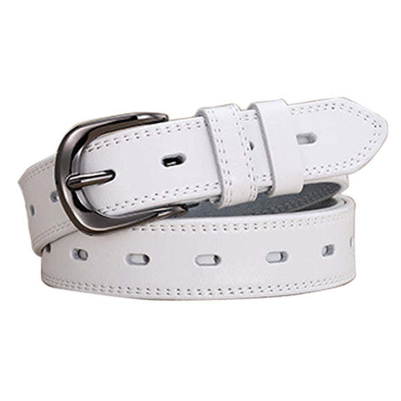 Cheeky X Classic Leather Belts for Women, Joyreap Genuine Leather Womens Belts Alloy Pin Buckle (White)
