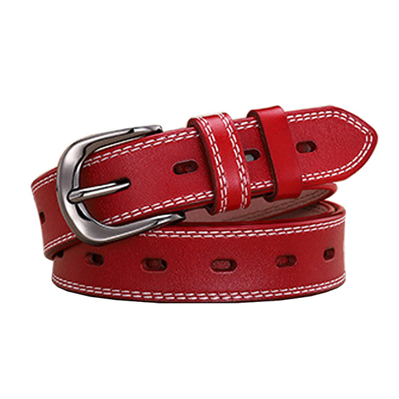 Cheeky X Classic Leather Belts for Women, Joyreap Genuine Leather Womens Belts Alloy Pin Buckle (Red)