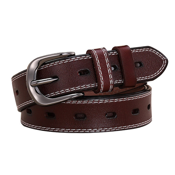 Cheeky X Classic Leather Belts for Women, Joyreap Genuine Leather Womens Belts Alloy Pin Buckle (Brown)